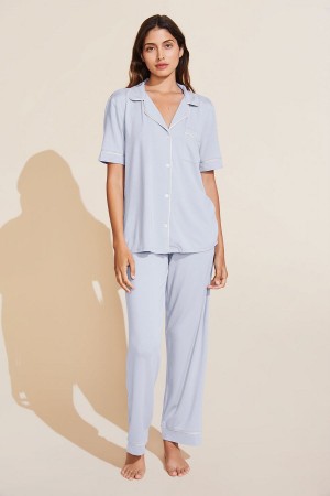 Blue White Women Eberjey Gisele TENCEL™ Modal Short Sleeve & Pant PJ Set Pajamas | MMW5152DO