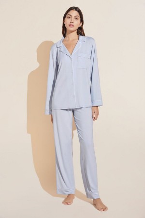 Blue White Women Eberjey Gisele TENCEL™ Modal Long PJ Set Pajamas | HHU9253FP