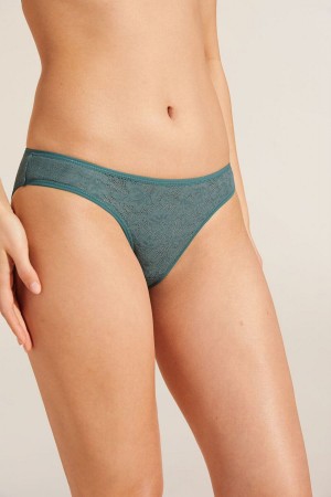 Green Women Eberjey Soft Stretch Recycled Lace High Leg Briefs | DMH2187AE