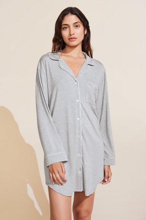 Grey Pink Women Eberjey Gisele TENCEL Modal Sleepshirt Pajamas | ZJH74100QC