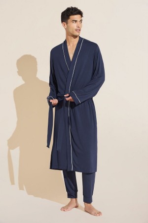 Navy White Men Eberjey William TENCEL™ Modal Robe | OWX9126TI