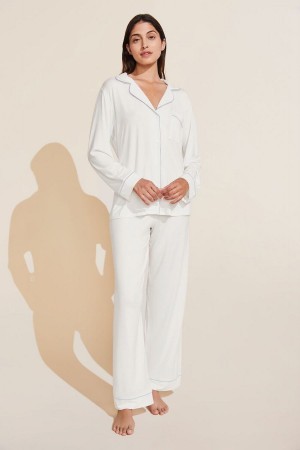 White Blue Women Eberjey Gisele TENCEL™ Modal Long PJ Set Pajamas | XVE6187QD