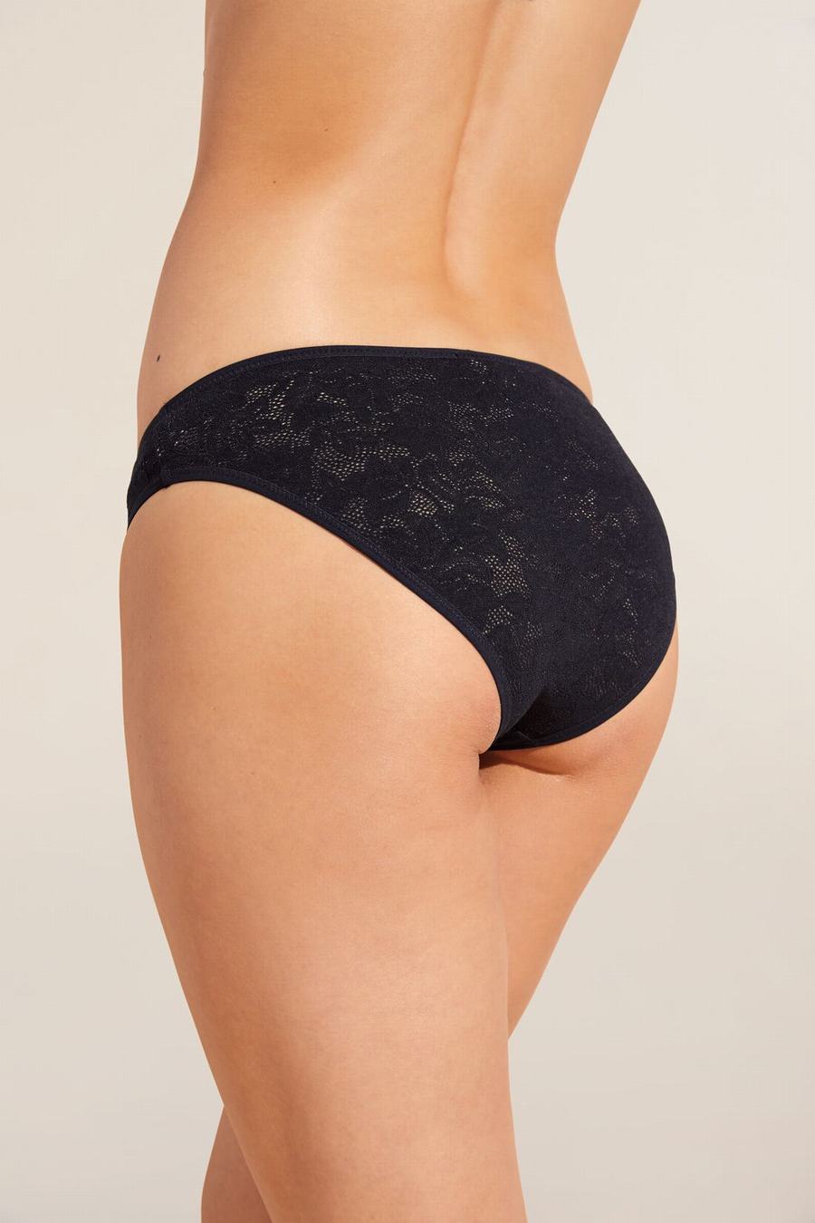 Black Women Eberjey Soft Stretch Recycled Lace High Leg Briefs | IKV4553IK