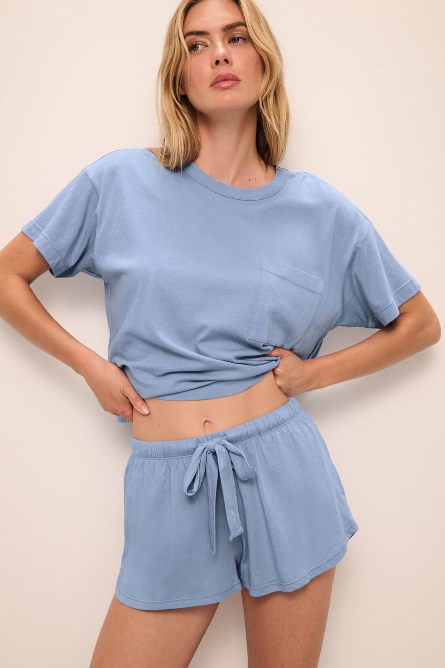 Blue Women Eberjey Aloe Cotton Short Sleeve T-Shirt | PTM4573JU