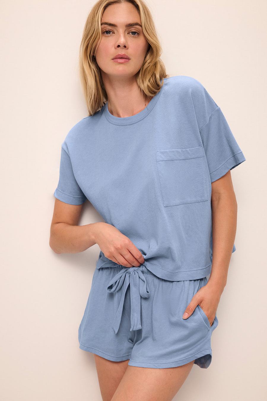 Blue Women Eberjey Aloe Cotton Short Sleeve T-Shirt | PTM4573JU