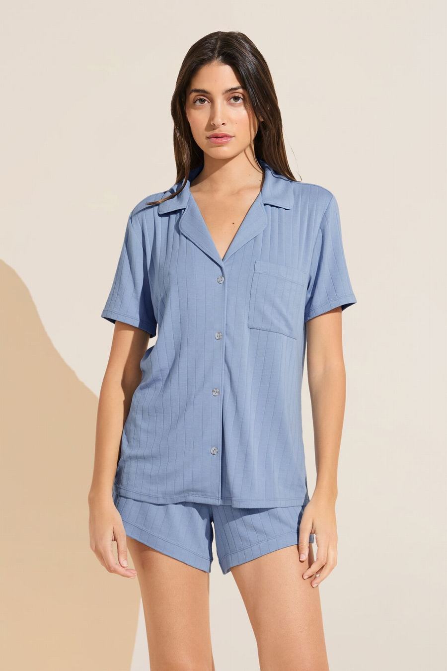 Blue Women Eberjey Gisele TENCEL™ Modal Rib Relaxed Short PJ Set Pajamas | QJC5454QP