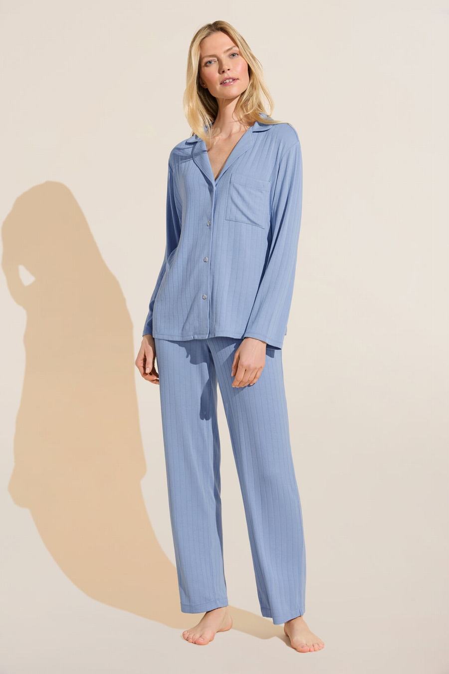 Blue Women Eberjey Gisele TENCEL™ Modal Rib Long PJ Set Pajamas | SRP9828LG