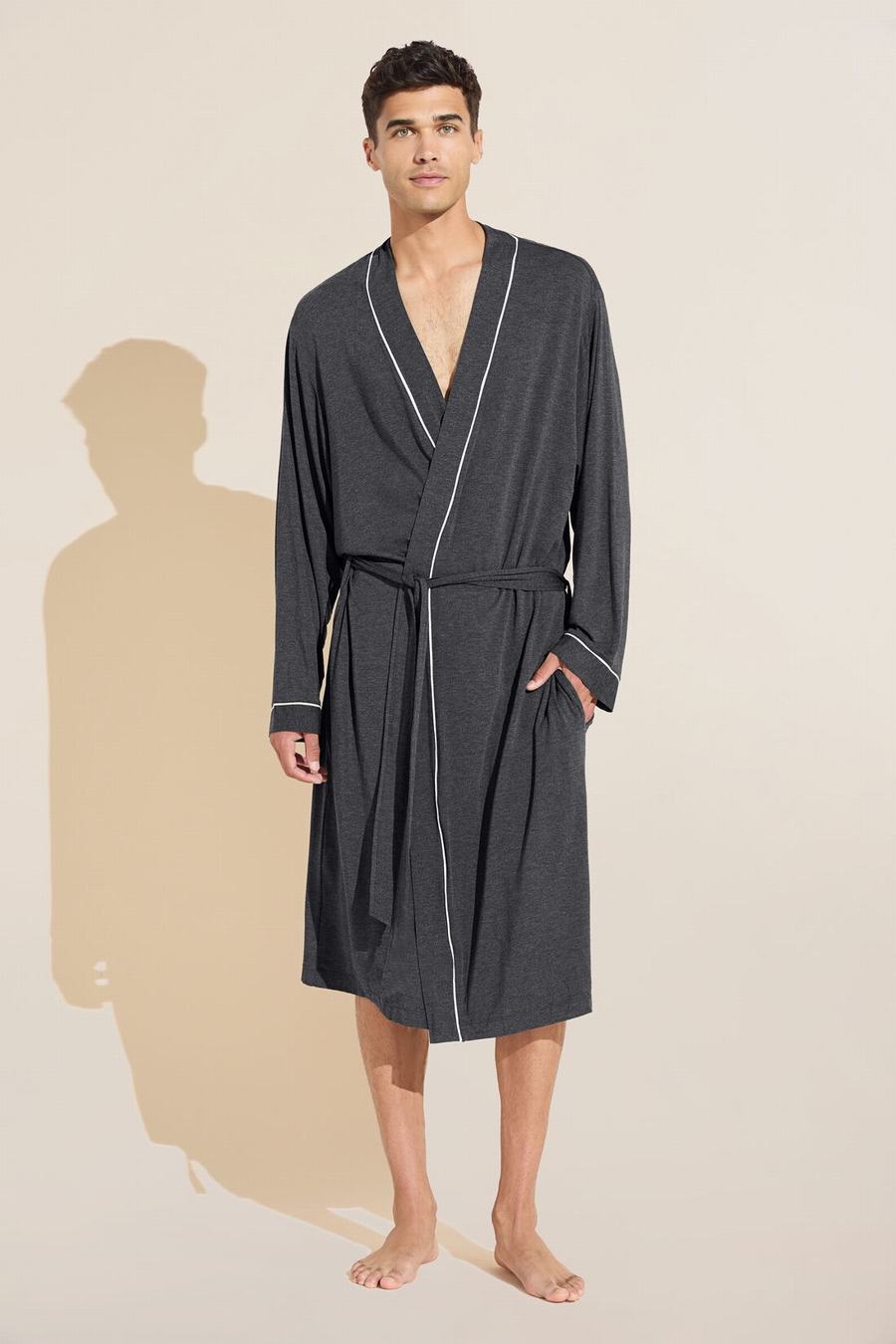 Grey White Men Eberjey William TENCEL™ Modal Robe | CSA7956XK