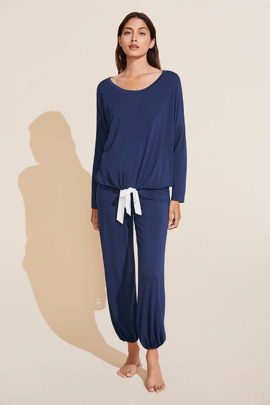 Navy White Women Eberjey Gisele TENCEL™ Modal Slouchy PJ Set Pajamas | ISP4274YM