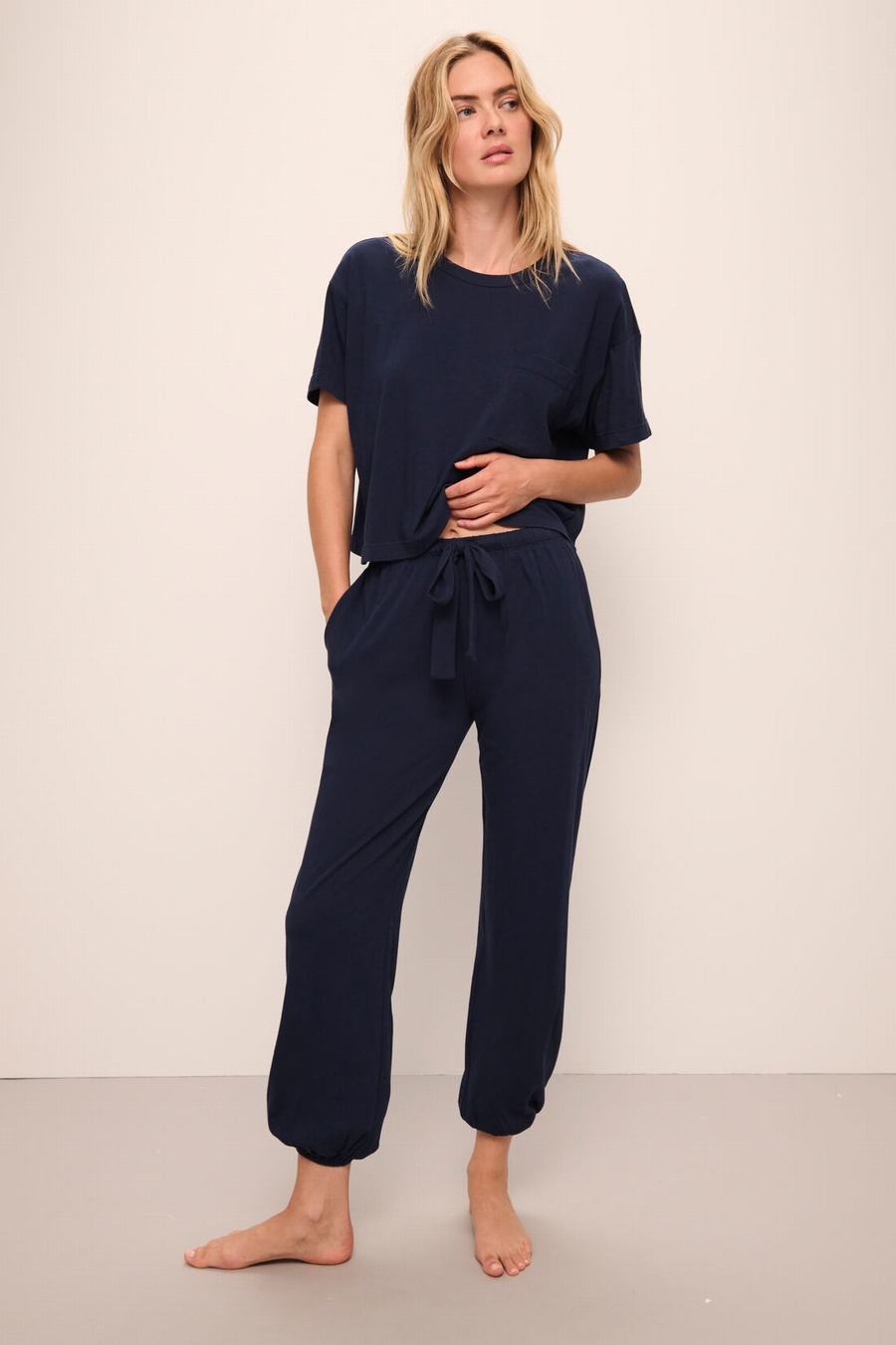 Navy Women Eberjey Aloe Cotton Pants | KTJ2825SZ