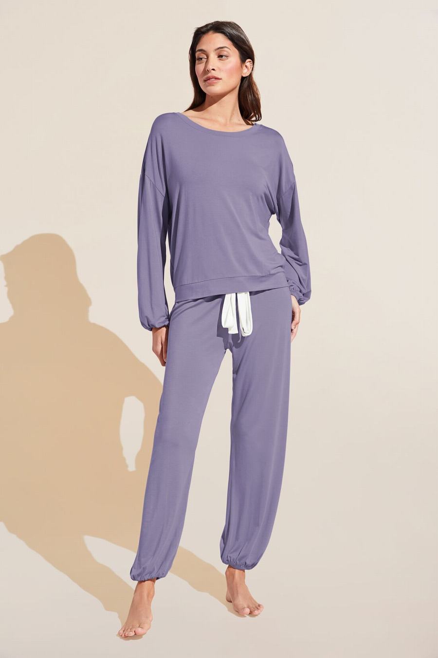 Purple White Women Eberjey Gisele TENCEL™ Modal Effortless PJ Set Pajamas | GKE8213BF