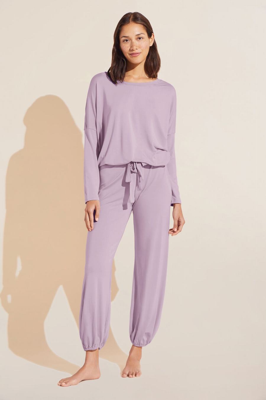 Purple White Women Eberjey Gisele TENCEL™ Modal Slouchy PJ Set Pajamas | ULN5663QP