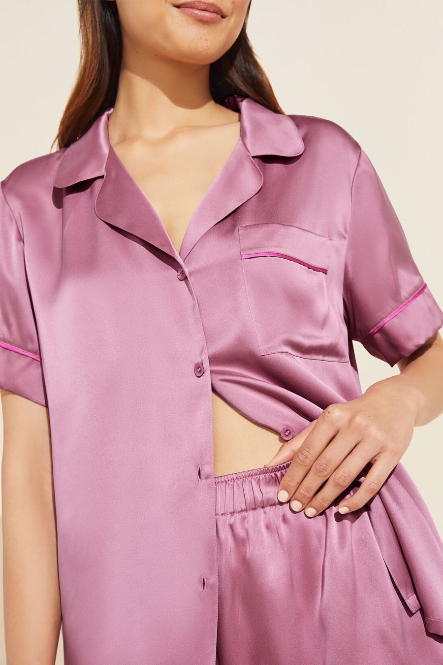 Purple Women Eberjey Inez Washable Silk Short PJ Set Pajamas | WPP5496UO