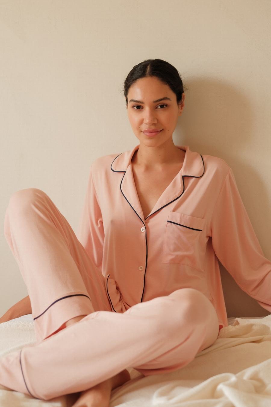 Rose Navy Women Eberjey Gisele TENCEL™ Modal Long PJ Set Pajamas | KFD3220CS