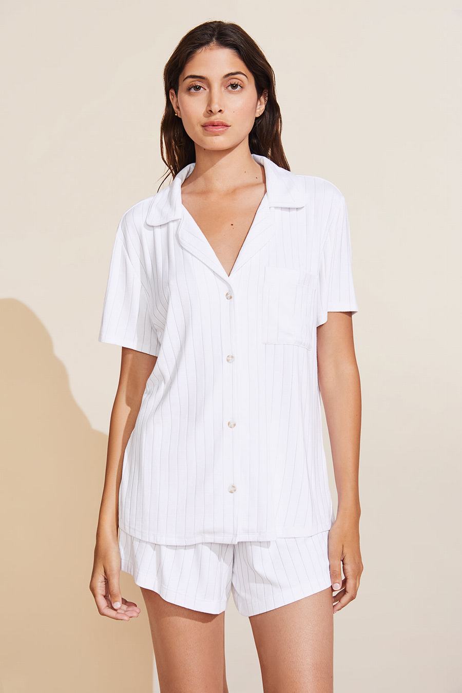 White Women Eberjey Gisele TENCEL™ Modal Rib Relaxed Short PJ Set Pajamas | DJR5472OJ