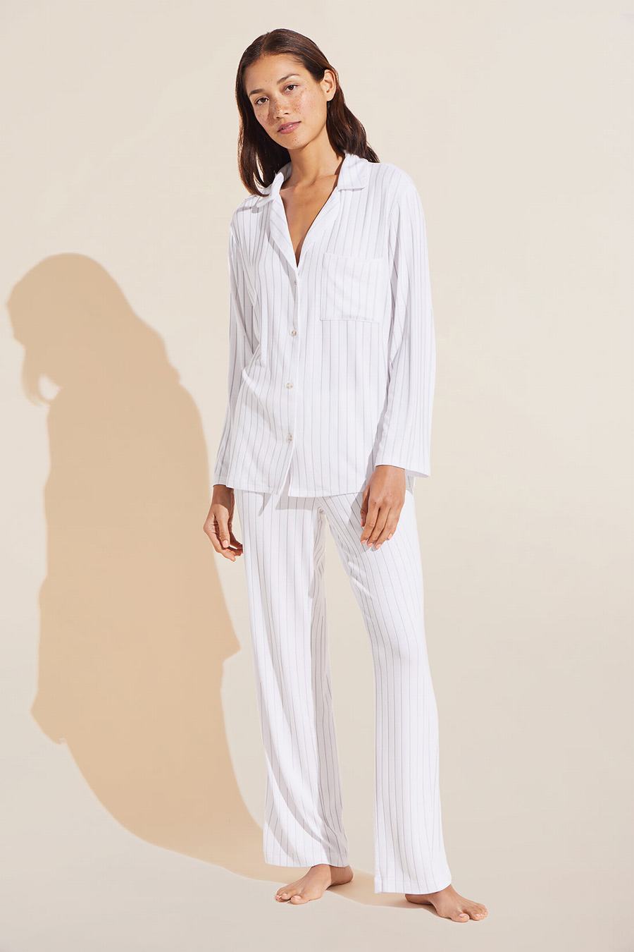 White Women Eberjey Gisele TENCEL™ Modal Rib Long PJ Set Pajamas | CSG1141PH