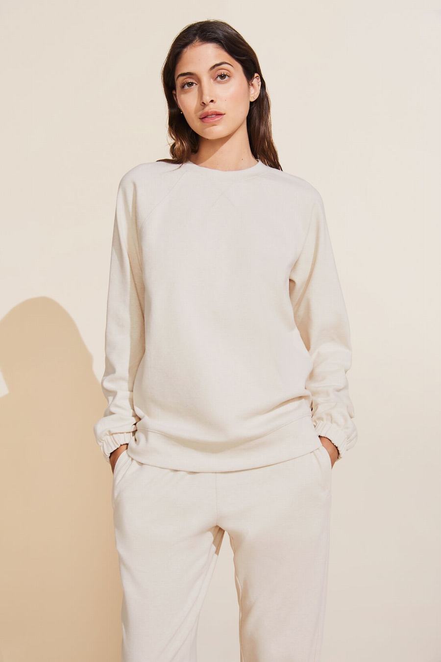 White Women Eberjey Luxe Sweats Sweatshirt | MEN1841IV