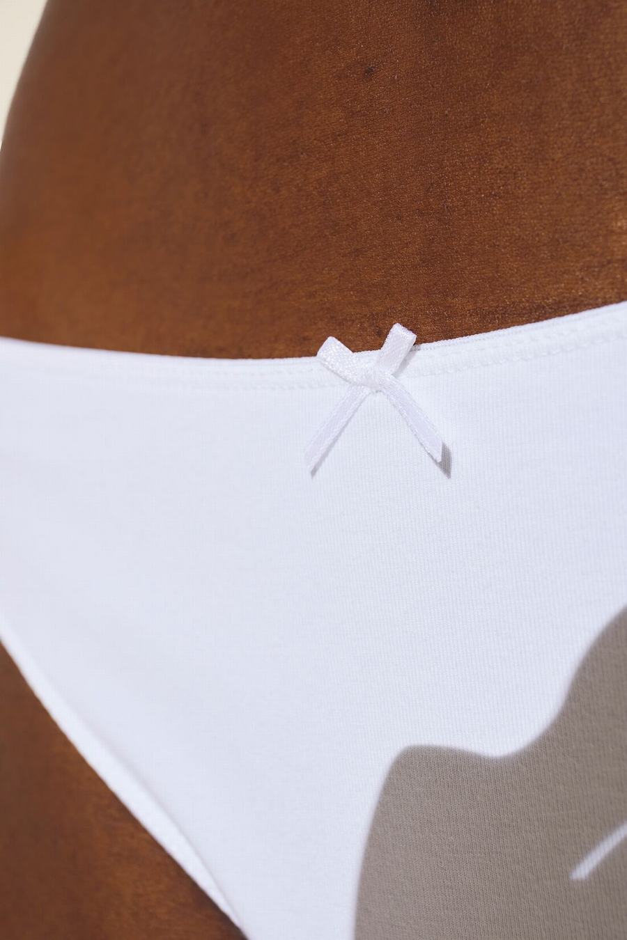 White Women Eberjey Pima Stretch Cotton Thong Panty | ORU9055KI