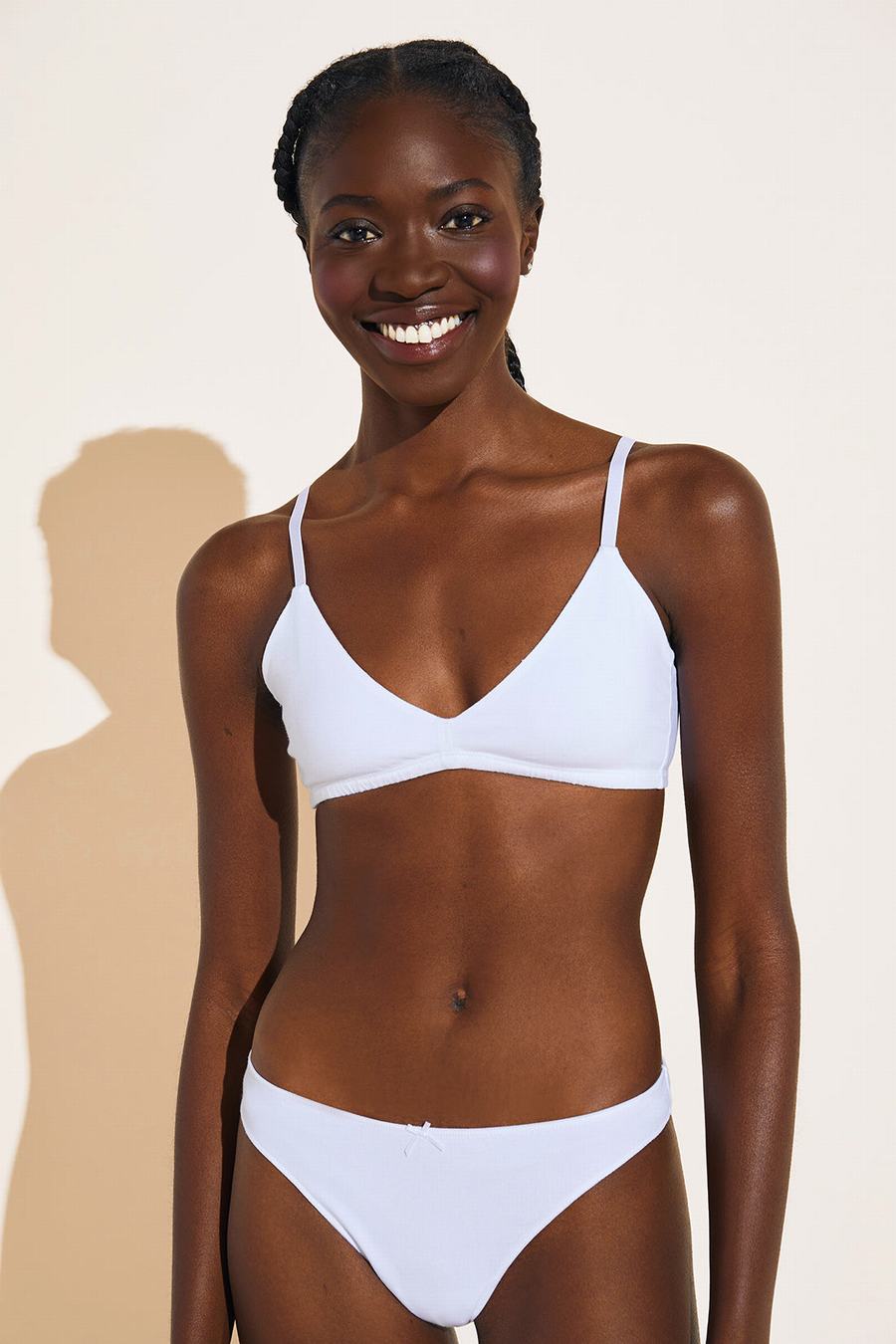 White Women Eberjey Pima Stretch Cotton Bralettes | FNY4590DH