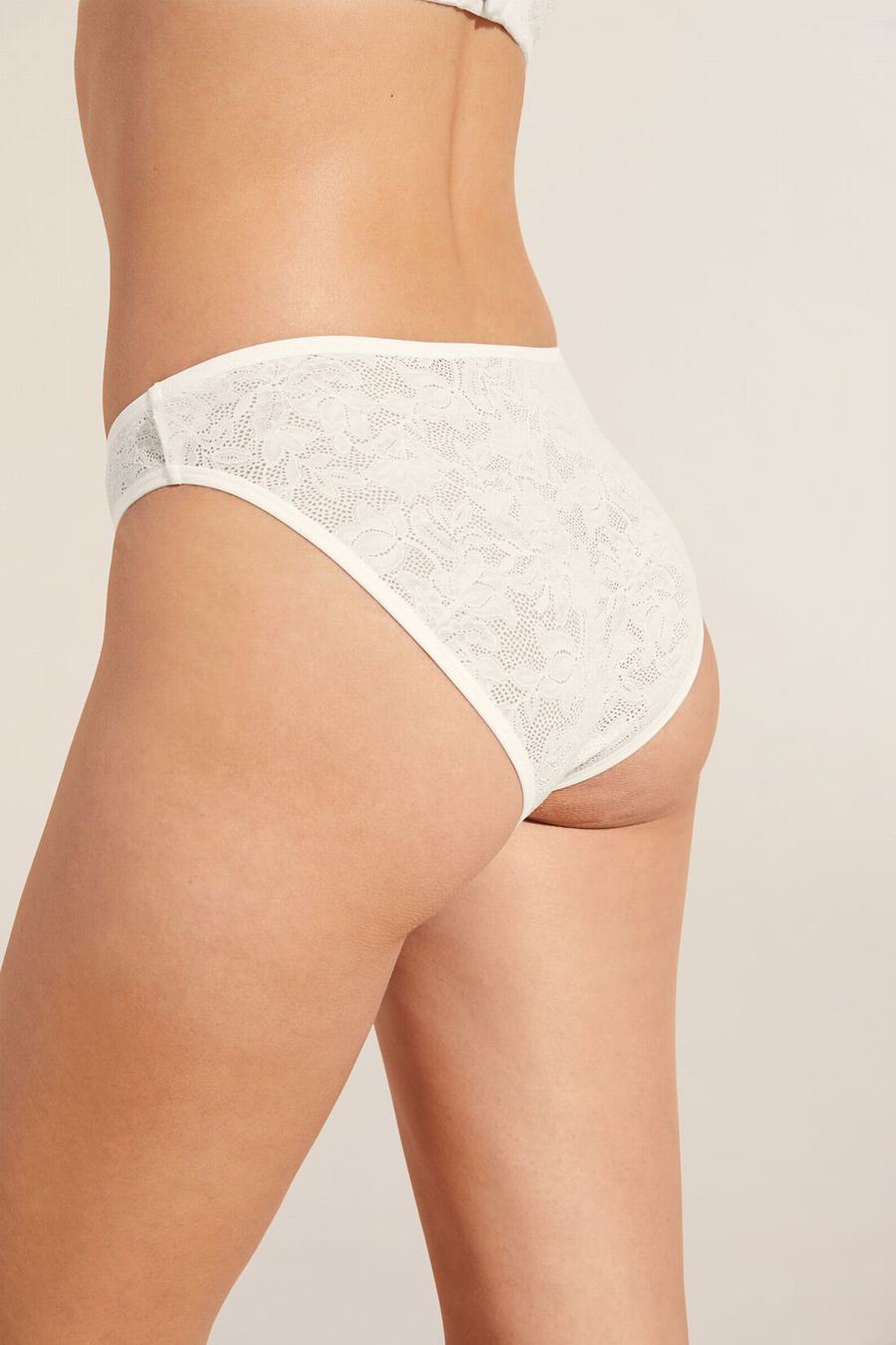 White Women Eberjey Soft Stretch Recycled Lace High Leg Briefs | QAI7570HS